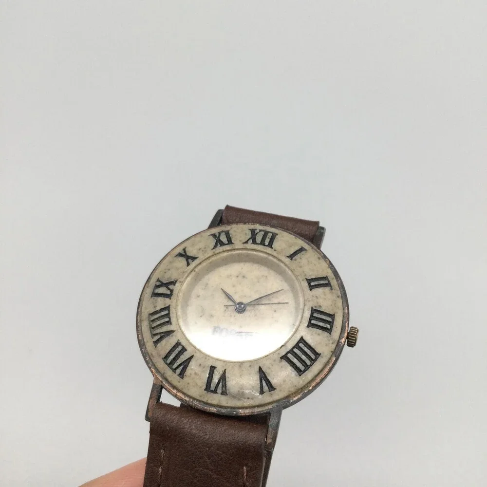 Fossil Mens Watch 36mm Stone on Copper Leather Classic Patina Case New Battery